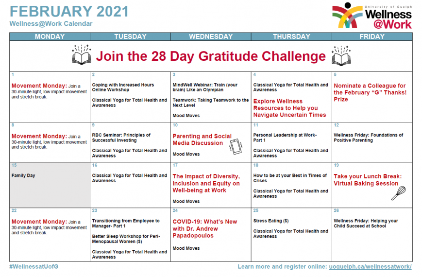 February 2021 Wellness Calendar WellnessWork
